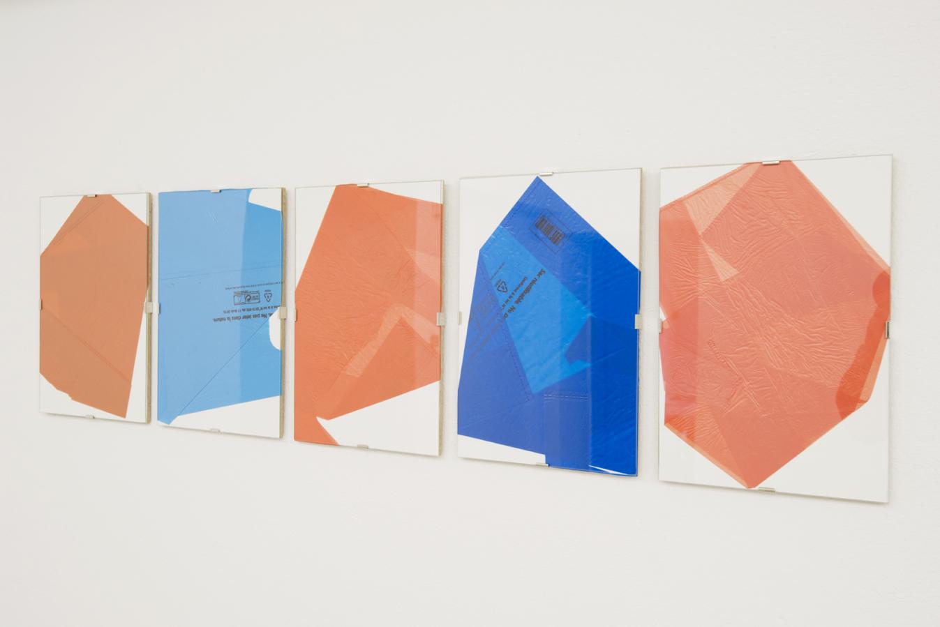 Ha Cha Youn, Diamonds II,  framed plastic nets, 30x108 cm.  2018